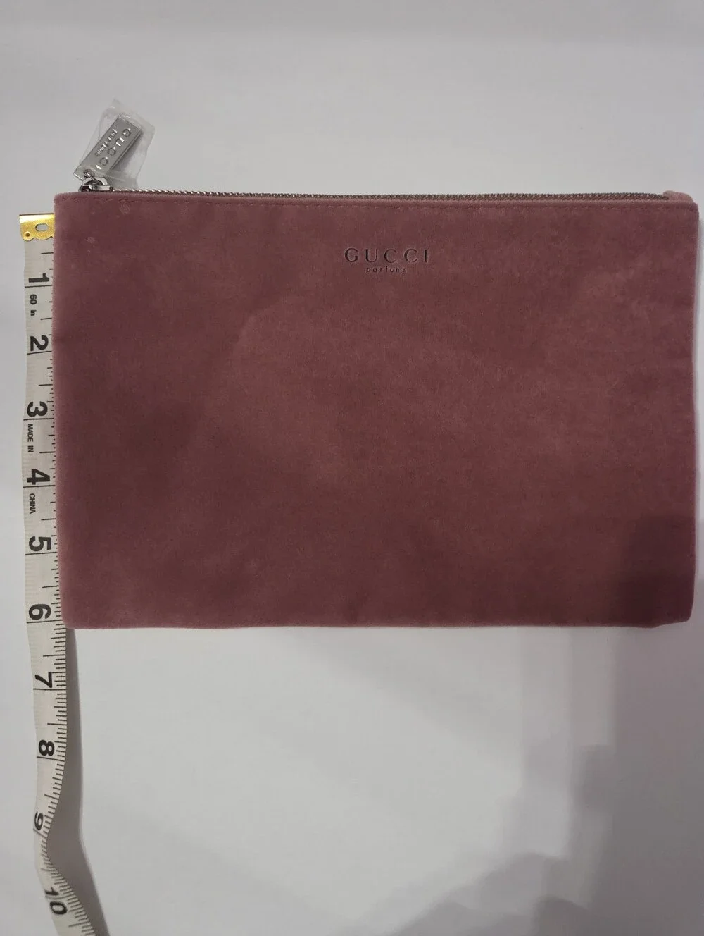 Gucci Parfums Dusty Rose Suede-Look Cosmetic Pouch Vintage Beauty Bag